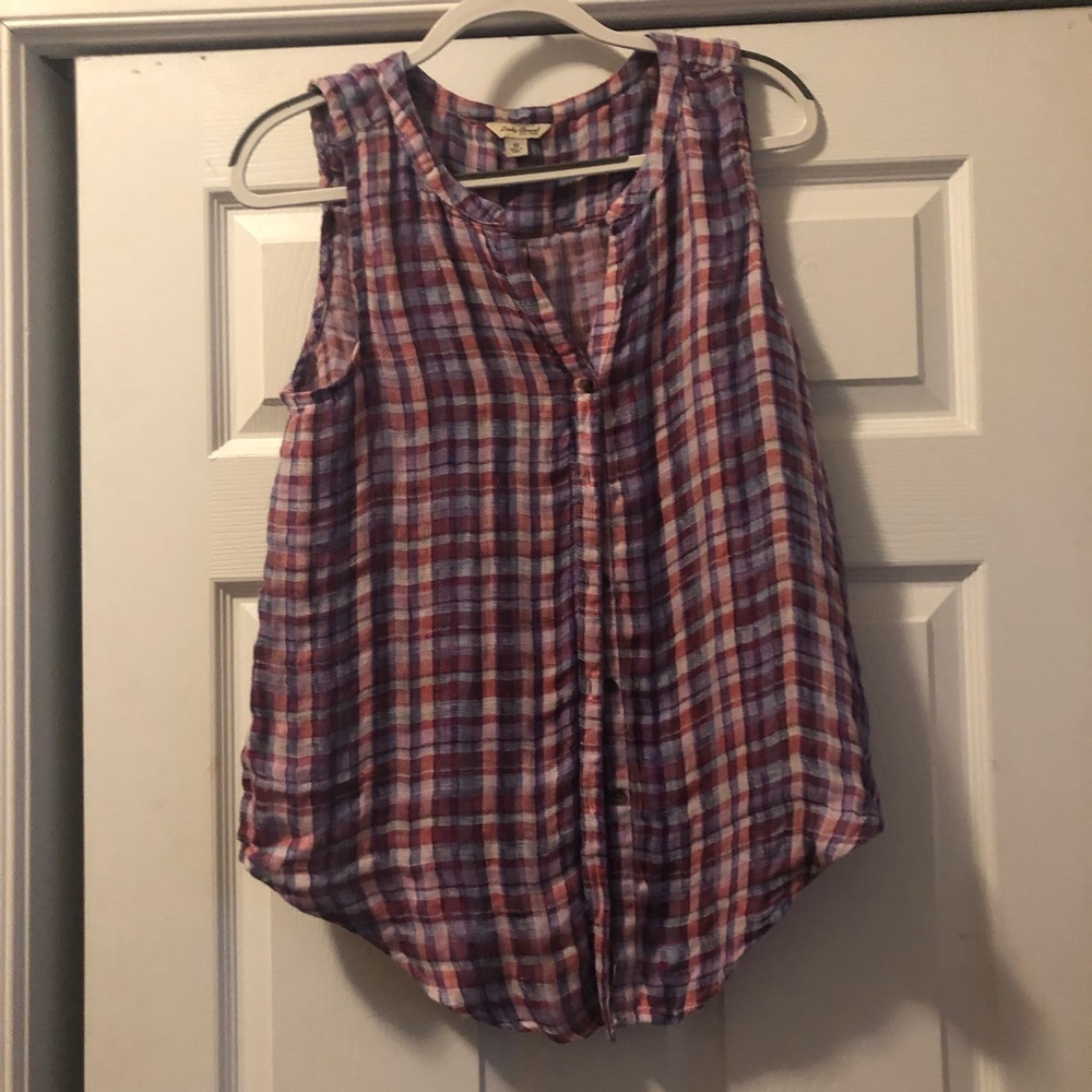 Lucky Brand flannel plaid tank top
